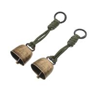 Mikinona 2 Piezas Campana Pequeña para Acampar, Campanas de Oso para Acampar, Latón y Metal, Resistente al Agua Intemperie, Advertencia de Alto Decibelio, para Perros y Mascotas, Trekking