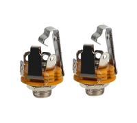 Mikinona 2 piezas Conector Jack Metálico Doble Pista para Guitarra Eléctrica Enchufe de Entrada Socket Compacto Resistente para Micrófono Paquete