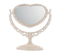 Mikinona 2 Piezas Espejo de Maquillaje de Vintage con Doble Cara Marco Plástico Tallado Europeo para Dormitorio y Tocador Diseño Forma de
