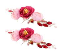 Mikinona 2 Piezas Hairband With Faux Peony Flowers Vintage Bridal Wedding Hair Vine Crystal Rhinestone Headpiece For Women And Handmade Floral Ornament