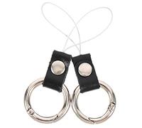 Mikinona 2 Piezas Hebilla De Anillo De Teléfono Móvil Agarre Con Cordón Del Dedo Del Teléfono Cámara Doble Señal Sostenedor Del Anillo Del Teléfono Móvil Celúla Llave Acollador Black Cuero