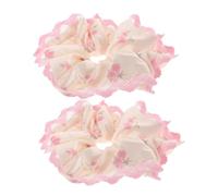 Mikinona 2 Piezas Lazos de Cintura de Seda Floral con Diseño de Encaje para Mujer Coleteros Antideslizantes de Satén para Coletas Accesorios de Pelo y Elegantes