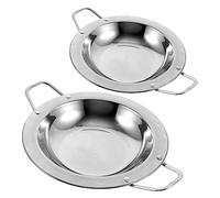 Mikinona 2 Piezas Platos Redondos Inoxidable con Asas Bandejas para Servir Aperitivos y Frutas Diseño Apilable y de Limpiar para Hogar y Cocina