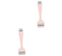 Mikinona 2 Piezas Rodillo de masaje de cabezales rodillo masajeador facial cara ojos hinchados masajeador de ojos rolo massagem rodillo de hielo facial rodillo de hielo antiarrugas rosa