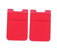 Mikinona 2piezas Billetera Adhesiva Doble Capa para Teléfono Móvil Rojo Porta Tarjetas y Documentos Funda Pouch Duradera con Adhesivo Fuerte para Uso Diario