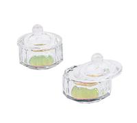 Mikinona 2piezas Mini Copa De Cristal Para Uñas Con Tapa Octogonal De Caras Recipiente Duradero Para Líquidos Acrílicos Para Salón Escuela y Artista De Uñas