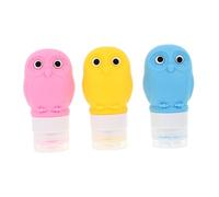 Mikinona 3 Piezas Botellas de Viaje Gato Búho Silicona Envases Loción y Champú Prueba de Fugas Dispensadores Portátiles para Cosméticos Set Práctico para