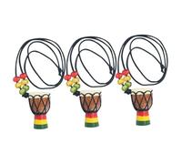 Mikinona 3 Piezas Instrumento de Percusión de Collar Africano Collar de Madera Clásico Mini Djembé Colgante de Cuello para Percusión Africano Obsequio para Músicos Color Aleatorio