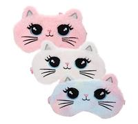 Mikinona 3 piezas Máscara de Ojos Suave y Bloqueadora de Luz Diseño Adorable de Gato para Dormir Casa y Oficina para Descanso y Relajación