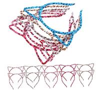 Mikinona 30 Piezas Set de tocado de oreja de gato accesorios diadema de orejas de animales banda tocado de orejas de gato Hola Decoraciones para el cabello para mujeres Aros de cabello paño