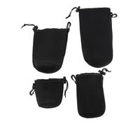 Mikinona 4 Piezas Bolsa para Lentes de Cámara Neopreno Protección Antiarañazos con Cordón para DSLR y Almacenamiento Portátil