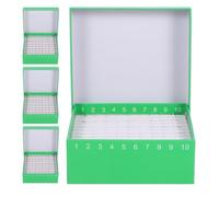 Mikinona 4 Piezas Caja de Cartón para Congelador Caja de Tubos de Ensayo con Tapa Abatible, 100 Compartimentos, Papel, Verde,8/2,0ml, Laboratorio y Almacenamiento en Congelador