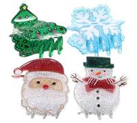 Mikinona 4 Piezas Pinzas de Pelo Navideñas con Diseño de Muñeco de de Santa Claus y Árbol Accesorios para Mujeres para Cabello Grueso Decoración Festiva y Diario