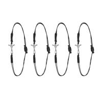 Mikinona 4 Piezas pulsrer de hockey ajustable muñequera pulsrer del equipo de hockey temática trenzada de capa Black