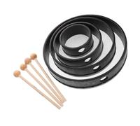 Mikinona 4juegos Pandereta Batería Para Principiantes Tambor De Madera Portátil De Viaje Tambor De Mano Accesorio De Mazos Para Batería Instrumento De Percusión Músical Con Maracas