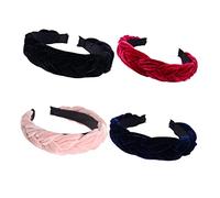 Mikinona 4piezas Aros De Terciopelo Forma De Cruz Diademas Trenzadas Turbantes De Accesorio Elegante Para Mujeres
