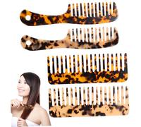 Mikinona 4piezas Peine Desenredante De Acetato Estampado De Leopardo Para Cabello Grueso y Rizado Antiestático y Resistente Para Cuidado Diario y Estilo Eventos