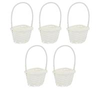 Mikinona 5 cestas de almacenamiento de ratán blanco, cestas de mano ovaladas tejidas, fáciles de limpiar, para recoger verduras y flores