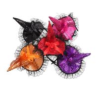 Mikinona 5 Piezas Diadema Halloween con Lentejuelas Sombrero de Bruja Accesorio Cosplay para Adultos para Fiestas y Disfraces