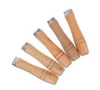 Mikinona 5 Piezas Mango de Madera con Collar Metálico para Diseño Antideslizante Resistente para Taladros Manuales y Herramientas de Jardín Mango Ergonómico para Taller y Bricolaje