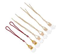 Mikinona 6 Piezas Botellas de Aromaterapia para Coche Colgante de Perfume Vacía Decoración Creativa de Vidrio y Madera para Amantes del Automóvil