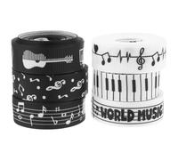 Mikinona 6 Rollos de Cinta Decorativa Notas Musicales Blanco y Negro 16 CM de Ancho para Manualidades Envoltura de Regalos y Decoración de Fiestas Temática Musical