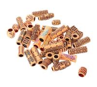 Mikinona 65 Piezas Cuentas de Madera Plástica para Extensiones de Cabello, Anillos para Rastas Agujeros Grandes, Set de 65 Piezas para Trenzas y Decoraciones de Cabello, Accesorios Ligeros
