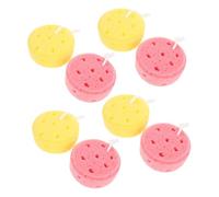 Mikinona 8 Piezas Esponjas de Baño Infantiles Suaves para Bebés y Esponjas Exfoliantes de Baño con Diseño de Dibujos Animados Rosa y Amarillo para Cuidado Delicado Piel