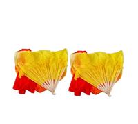 Mikinona Abanicos Chinos de Mano para Danza del Vientre, Abanicos Largos de Seda Sintética Diseño Degradado de Fuego, 1,2 M Total, 2 Piezas para Adultos, Accesorios para Baile Artístico