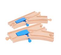 Mikinona Accesorios de Vías de Tren de Madera 2 Piezas de Vías de Cambio Azul con Doble y Simple Clavija para Juguete Educativo para Creatividad y Desarrollo Cognitivo
