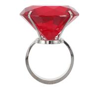 Mikinona Anillo de Compromiso Falso de Cristal 60 MM Rojo Grande para Mujer Accesorio para Fotos de Cumpleaños y Decoración de Mesa Anillo de Disfraz Divertido para Fiestas y Propuestas