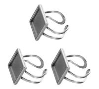 Mikinona Anillos Ajustables Cuadrados de Acero Inoxidable, 3 Piezas, para Joyería DIY y Procesos Creativos, Estilo Minimalista
