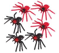 Mikinona Arañas de Goma Realistas para Halloween 6 Piezas (3 Negras y 3 Rojas) Juguetes de Broma Terroríficos para Fiestas Disfraces y Decoración Divertida