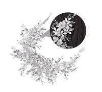 Mikinona Banda para el cabello de diamante tocado de mujer Tocado de moda accesorios para el cabello tocado hecho a mano con de imitación aleación Silver