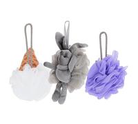 Mikinona Bolas de Baño 3 Piezas con Cuerda para Colgar, Diseño de Conejito, Esponja Flexible para Lavado Corporal, Accesorio Práctico para Baño, Viajes y Uso Familiar, Varios estilos
