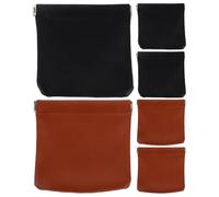 Mikinona Bolsa de Almacenamiento Portátil de PU Cierre Automático sin Cremallera 6 Piezas 12X113 CM en Negro y Marrón Tierra Organizador Pequeño para Maquillaje Joyas Auriculares y