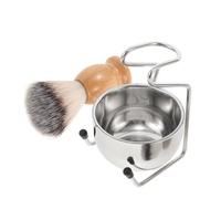 Mikinona Brochas De Afeitar Bol De Acero Inoxidable y Soporte Para Brocha De Afeitar Para Hombre Kit Completo De Afeitado Húmedo Para Cuidado Facial