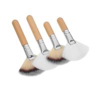 Mikinona Brochas de Maquillaje Abanico Polvos Fijadores 4 Pcs Suave de Mango Corto Herramientas de Maquillaje para Mujeres para Base y Rubor