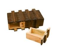Mikinona Caja de Madera Grande Cajón Secreto y Cierre Triple, Rompecabezas Educativo Seguro 16x8,5x5,5 Cm para Guardar Objetos Ocultos