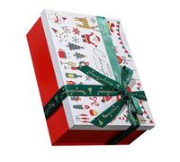 Mikinona Caja de Navideña con Lazo Elegante Caja Resistente con Tapa Extraíble para Envolver y Festivos