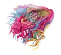 Mikinona Colorida Peluca Corta de para Mujer y Niña Rizada y Ondulada Tonos Arcoíris Sintética para Cosplay Fiesta de Halloween y Eventos Temáticos