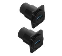 Mikinona Conector USB 3.0 de Montaje en Panel Fijo, Adaptador Hembra a Hembra Tipo D, Doble Puerto USB 3.0 Negro, Conector de Paso para Transferencia de Datos Rápida y Uso Industrial