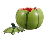 Mikinona Cuenco de Cerámica Diseño Original y Multifuncional con Tapa Ajustada Forma de Sandía para Ambientación Temática y Picnics en Verano, Adecuado para Adultos