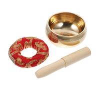 Mikinona Cuenco Tibetano de Yoga Hecho a Mano 8 Cm con Varilla de Madera y Cojín para Meditación, Relajación y Terapia Sonora, Herramienta Budista para Reducción de Estrés Color Aleatorio
