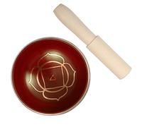 Mikinona Cuenco Tibetano Hecho a Mano de Cobre y Madera, Portátil y Terapéutico, para Meditación y Decoración del Hogar, 1 Set Rojo