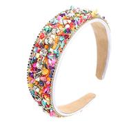 Mikinona Diadema De Color Ancha Para Mujer Gemas De Imitación Decorativa Día Día Gemas Cabello Personalizada Acolchada