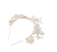Mikinona Diadema de Perlas Plateadas Tocado de Estrella de Mar para Novias Accesorios de Sirena Cabello para Bodas la Playa y Fiestas de Disfraces de Verano