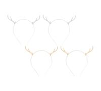 Mikinona Diadema Navideña de Metal Forma de Asta de Reno, Pack 4 Unidades (02a y 02b), Talla Única para Adultos, Accesorio Festivo para Cabello en Navidad