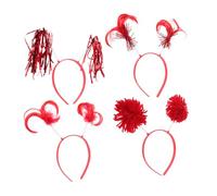 Mikinona Diadema Pompones 4 Pcs para Niños Accesorios Divertidos de Disfraz Diademas Navideñas de Lana y Plástico para Cumpleaños y Fiestas