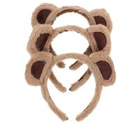 Mikinona Diademas de Animales Orejas de Oso para Decoración y Disfraz 3 Piezas Marrón para Adultos y